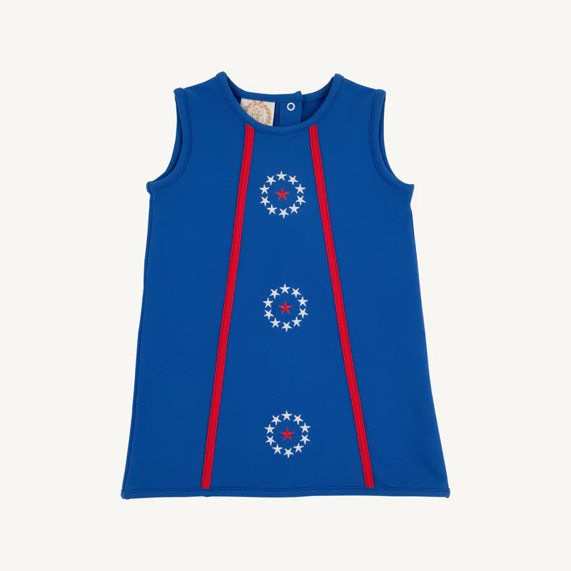Annie Apron Dress - Rockefeller Royal Blue & Richmond Red with Star Ap | The Beaufort Bonnet Company