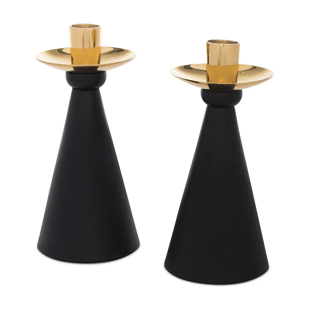 Mid-Century Candlesticks, Black (Pair) | Fete Home LLC