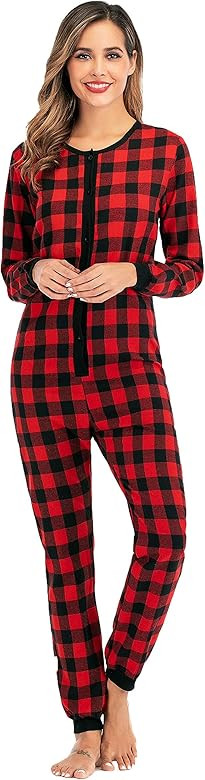#followme Womens Henley Thermal Onesie Buffalo Plaid and Tie Dye | Amazon (US)