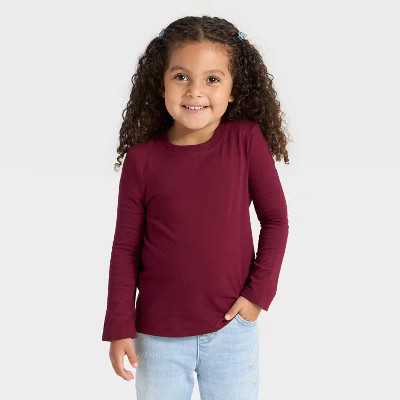 Toddler Girls' Long Sleeve Solid T-Shirt - Cat & Jack™ | Target