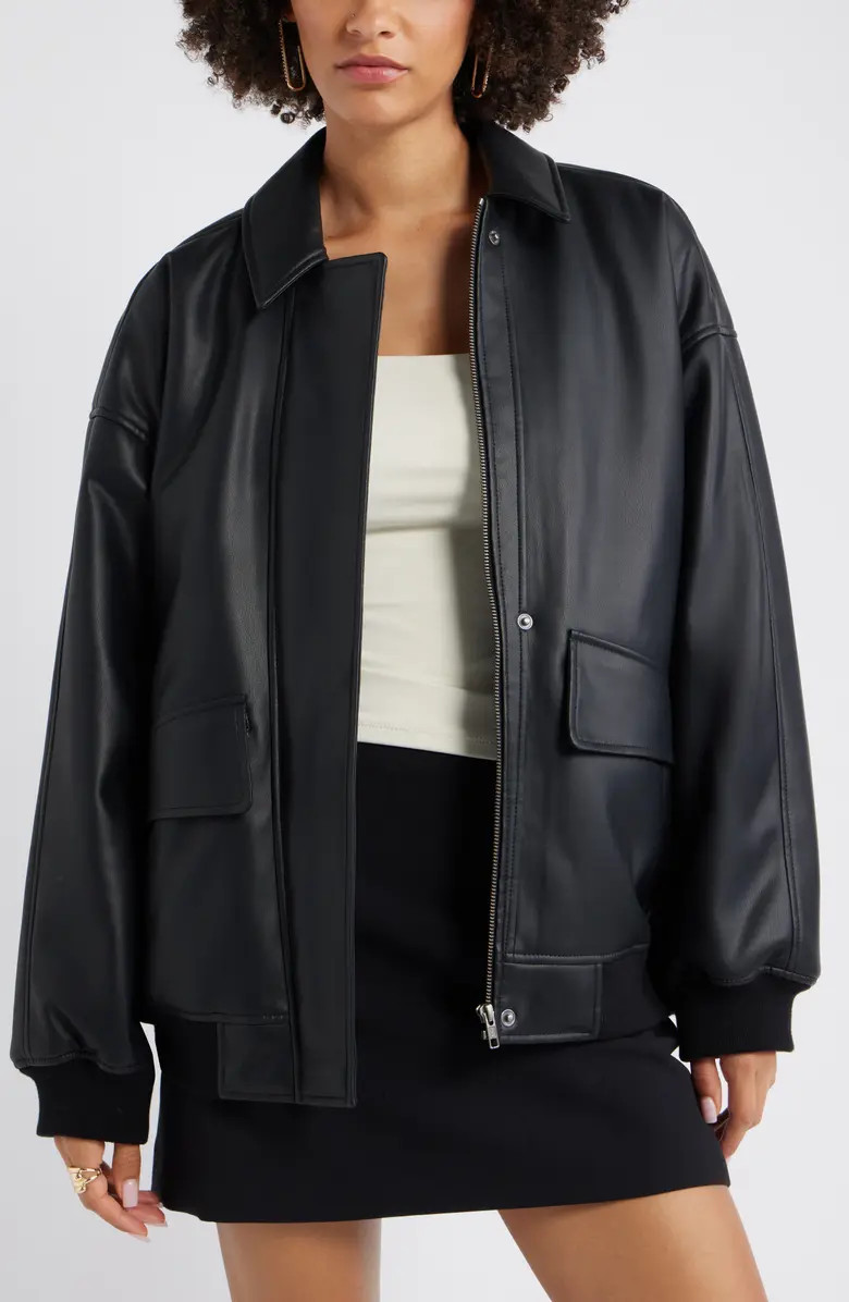 Oversize Faux Leather Jacket | Nordstrom
