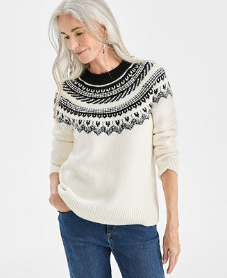 Style & Co Women's Fair Isle Crewneck Sweater, Macy's Exclusive - Macy's | Macy's