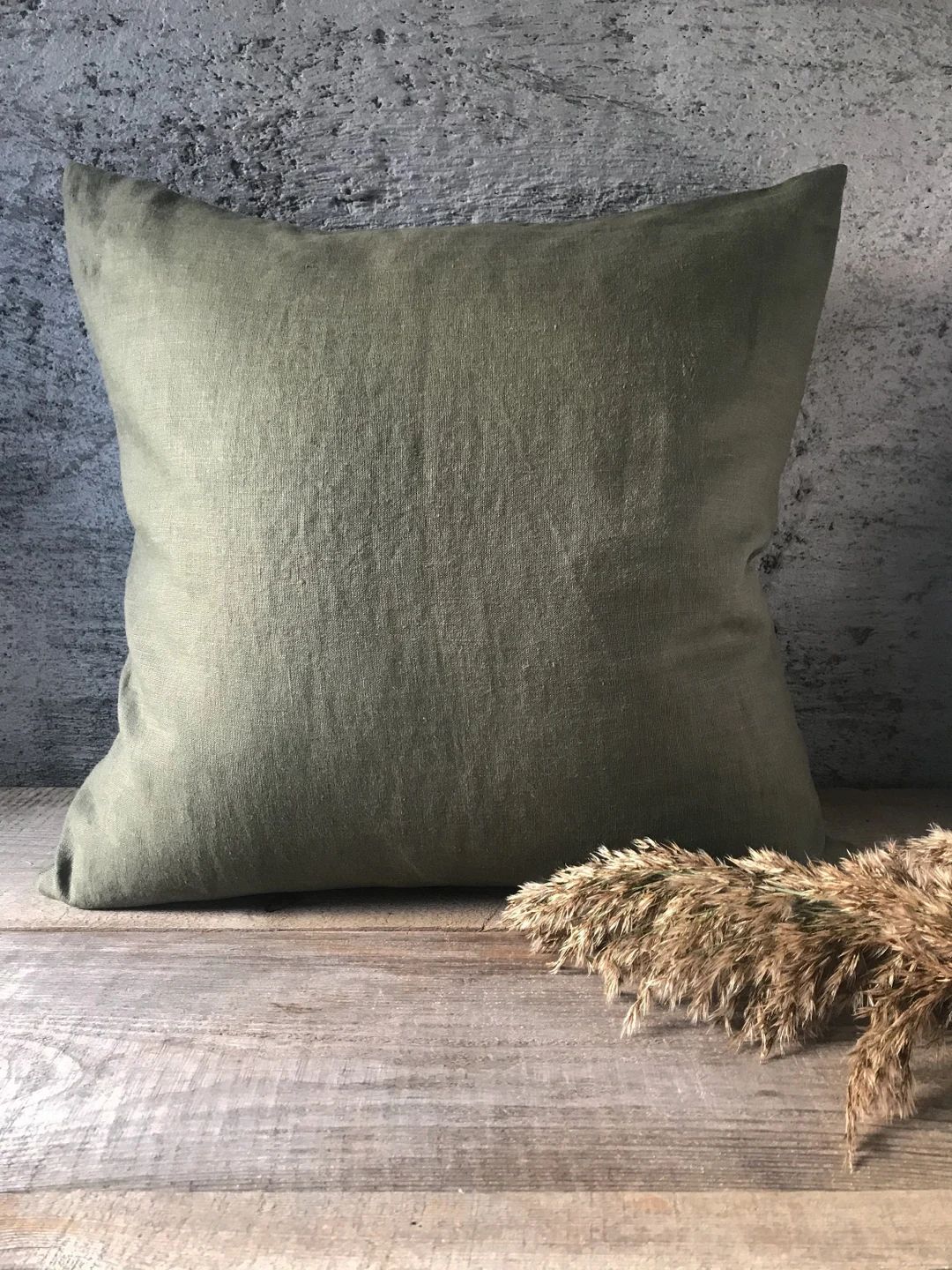 Set of 2, 4, 6 Stonewashed linen pillow cases in stylish forest green/Softened linen throw pillow... | Etsy (US)