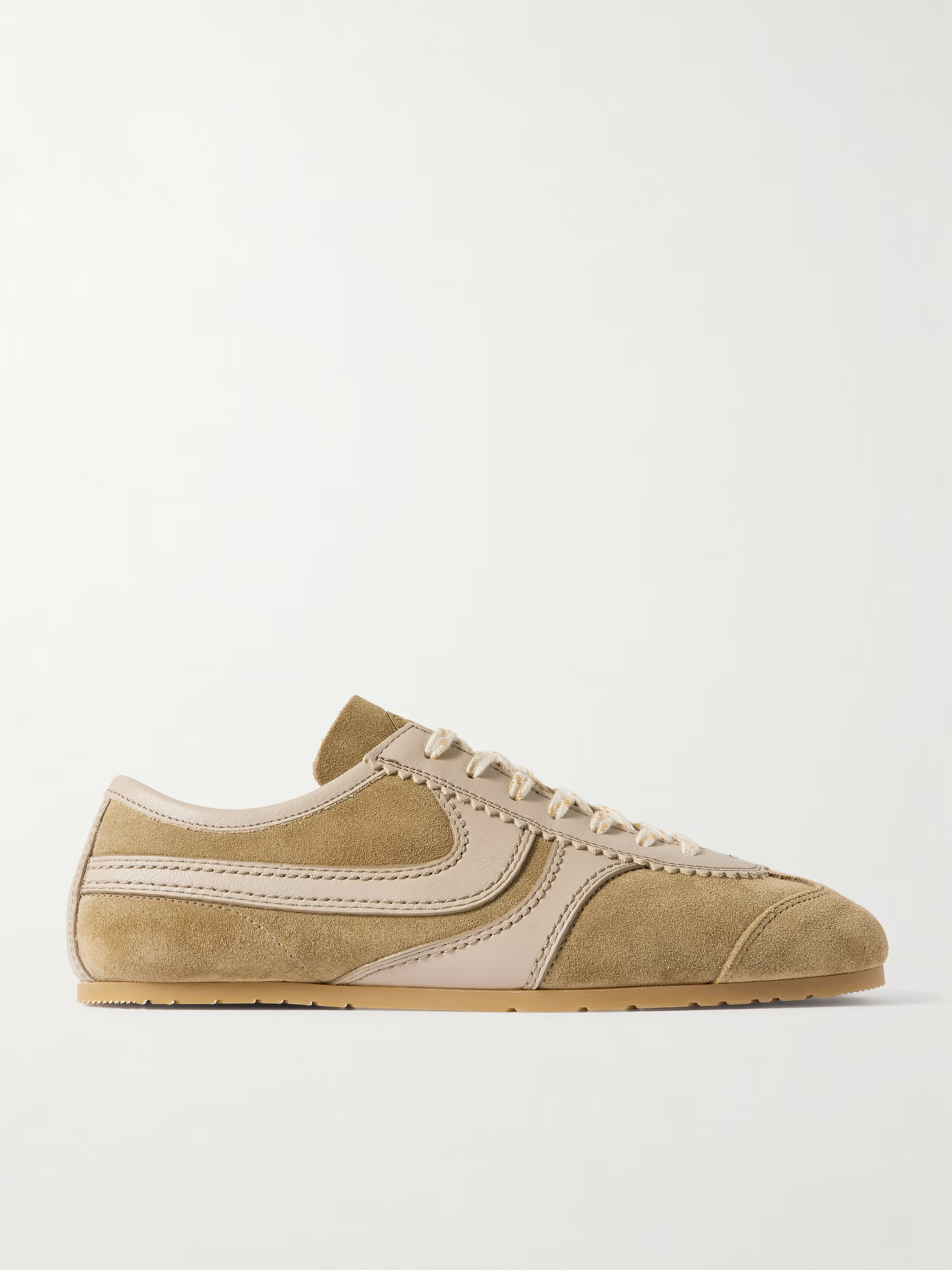 Leather-trimmed suede sneakers | NET-A-PORTER (US)