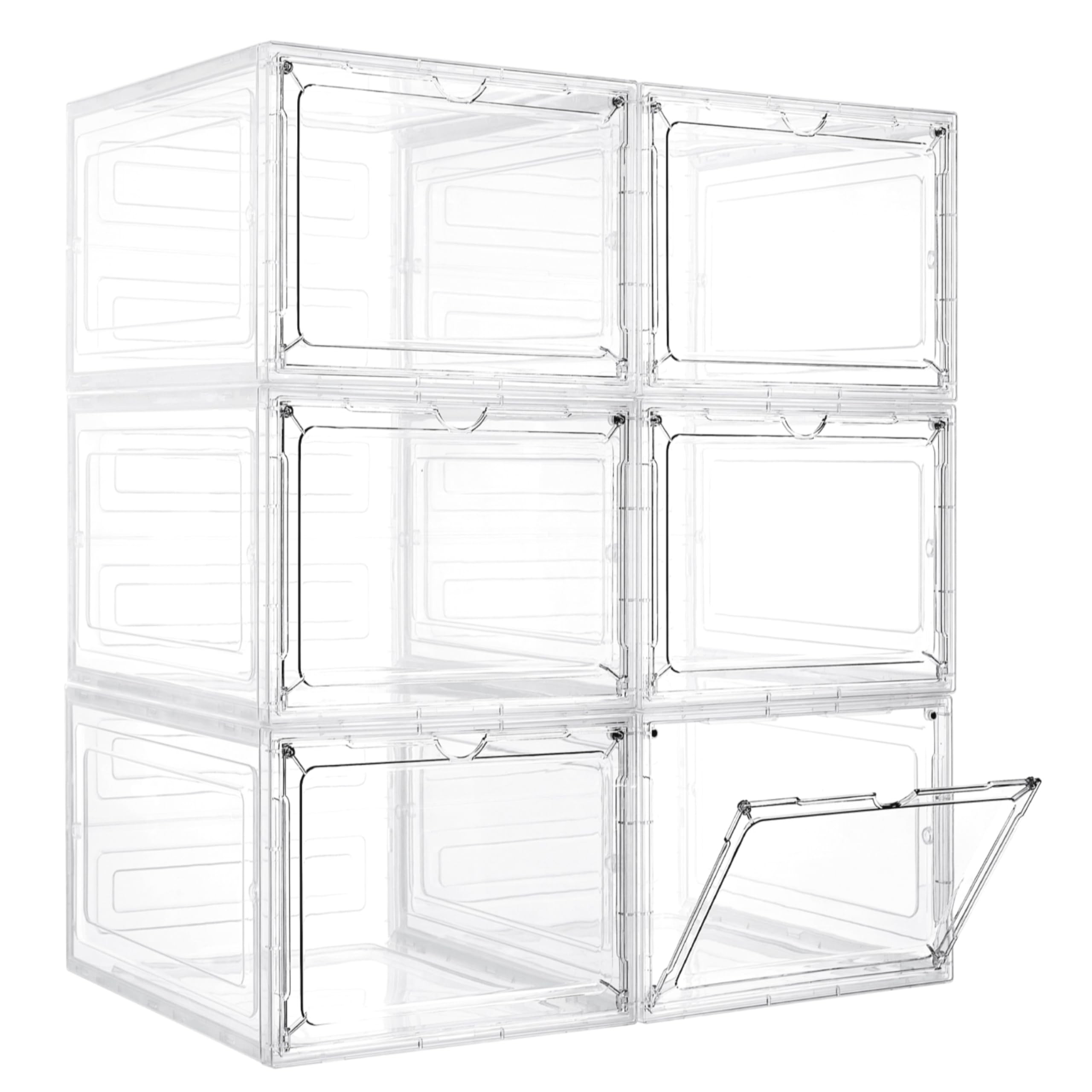 Storage Bins with Lids, 6 Pack Clear Plastic Storage Containers with Magnetic Acrylic Door, 19 Qt... | Amazon (US)
