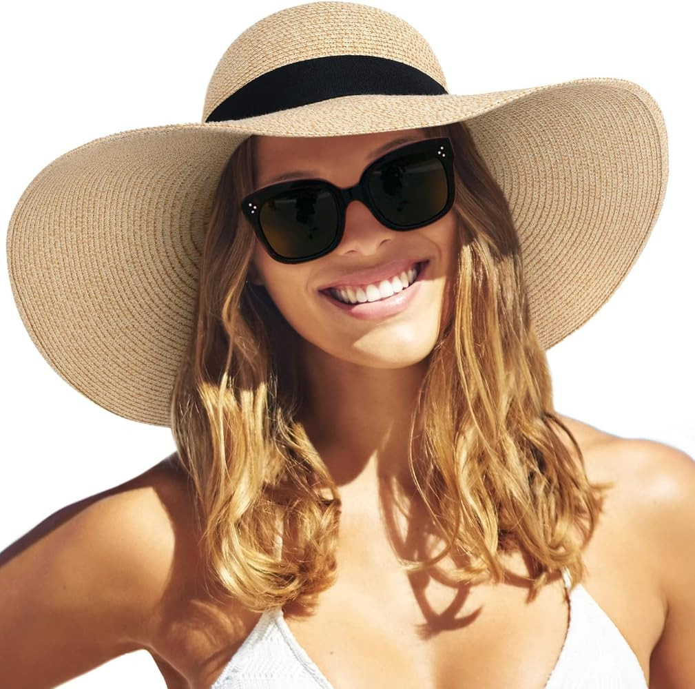 FURTALK Womens Sun Straw Hat Wide Brim Floppy Summer Beach Hats for Women | Amazon (US)