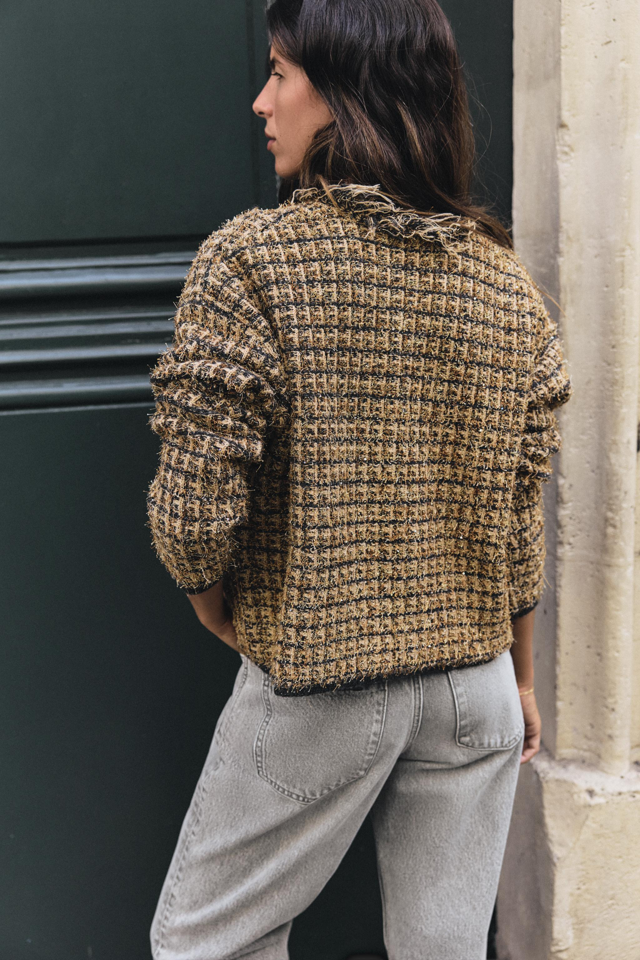 FRAYED METALLIC YARN JACKET | Zara US