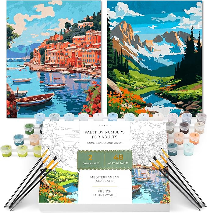 Beautiful Paint By Number Kit for Adults - Relaxing & Beginner-Friendly Painting Set with 2 Canva... | Amazon (US)