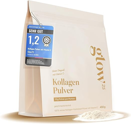 Glow25® Collagen Pulver [450g] – Unser Original – Kollagen Hydrolysat mit Vitamin C – Pept... | Amazon (DE)