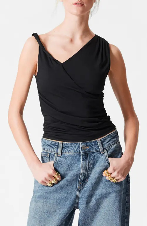 & Other Stories Asymmetric Drape Sleeveless Top in Black Dark at Nordstrom, Size X-Small | Nordstrom