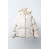 Zara - Hooded Puffer Jacket - Kids - Ecru - Kids | Zara US
