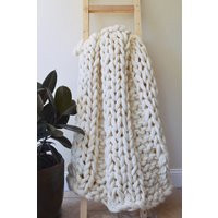 Ribbed Super Chunky Knit Blanket - 100% Merino Wool Throw Blankets | Etsy (UK)