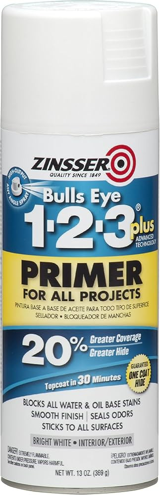 Zinsser 272479 Bulls Eye 1-2-3 Plus Spray Primer, 13 oz, White | Amazon (US)