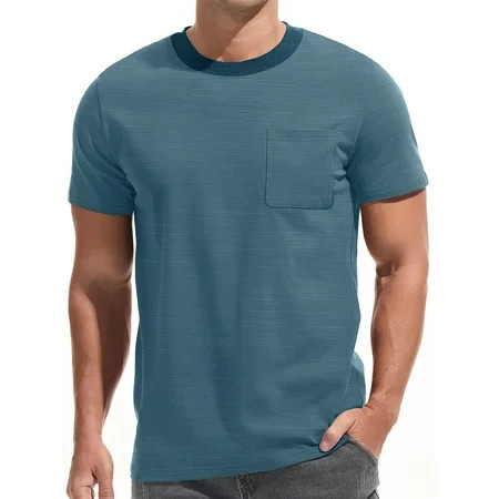 GENTS BLISS Short Sleeve Men T shirts Ribbed Crew Neck Shirts for Men Color Block Tee Shirts with Pocket | Walmart (US)