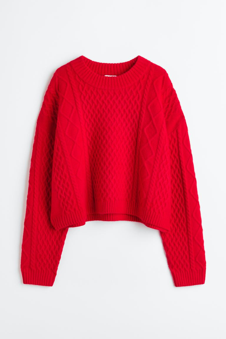 H&M+ Pull en maille torsadée - Rouge - FEMME | H&M FR | H&M (FR, IT, ES, PT, BE)