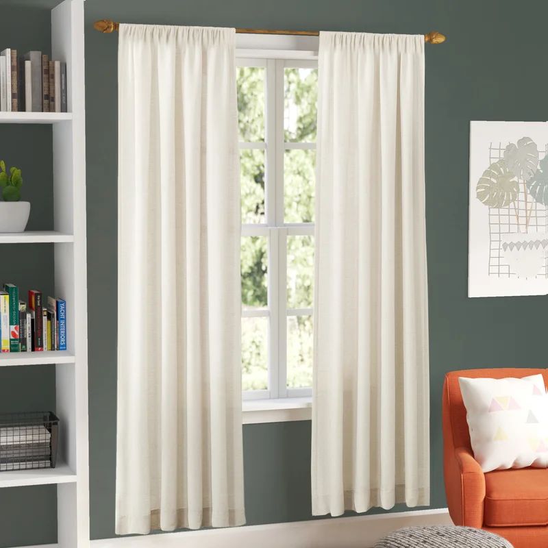 Wayfair Basics® Berwick Linen Blend Textured Semi-Sheer Rod Pocket Curtain Panel | Wayfair North America
