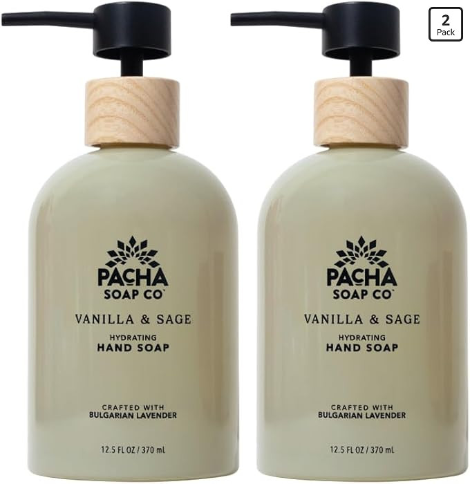 Pacha Soap Co. Liquid Hand Soap Glass Bottles - Vanilla & Sage, Hydrating & Moisturizing Formula ... | Amazon (US)