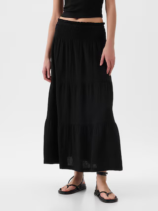 Crinkle Gauze Tiered Maxi Skirt | Gap (US)