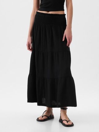 Crinkle Gauze Tiered Maxi Skirt | Gap (US)