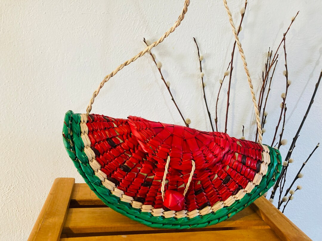 SANDIA-WATERMELON- Mexican Woven Palm Bag, Pork Wicker Bag, Mexican Handycraft Bag, - Etsy | Etsy (US)