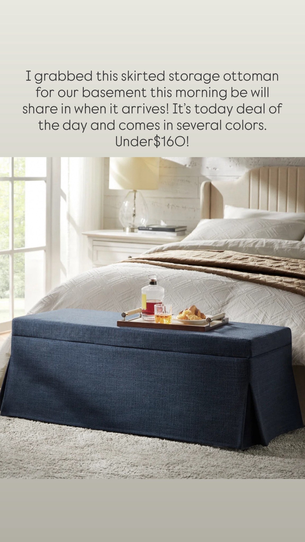 I grabbed this skirted storage ottoman for our basement this morning be will share in when it arrives! It’s today Wayfair deal of the day and comes in several colors. Under$160!

#LTKHome #LTKSaleAlert #LTKFamily