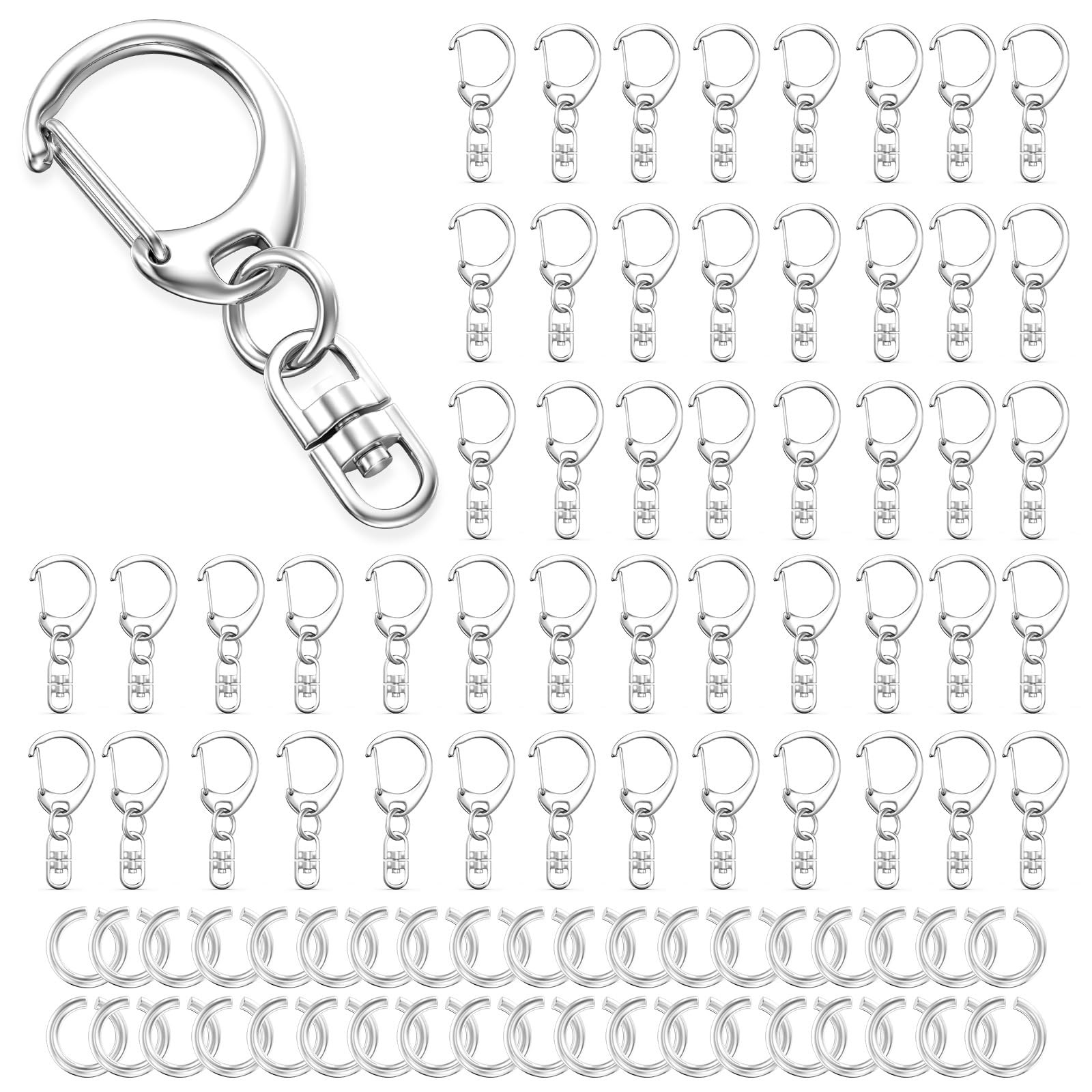 50Pcs Lobster Claw Clasps for Keychain Clip, Swivel Snap Hooks Silver Key Chain Rings DIY Making ... | Amazon (US)