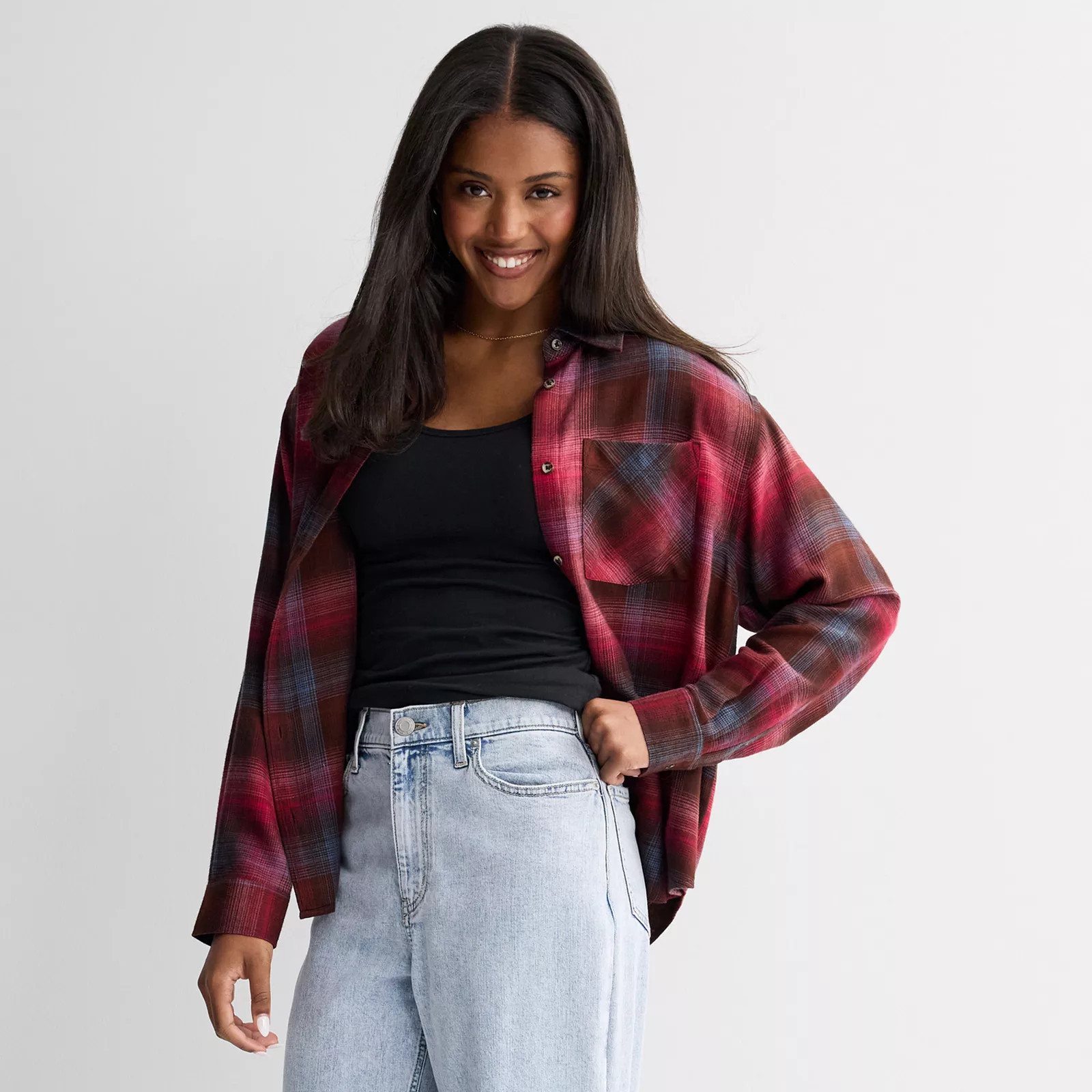 Juniors' SO\u00ae Boyfriend Flannel Shirt | Kohl's