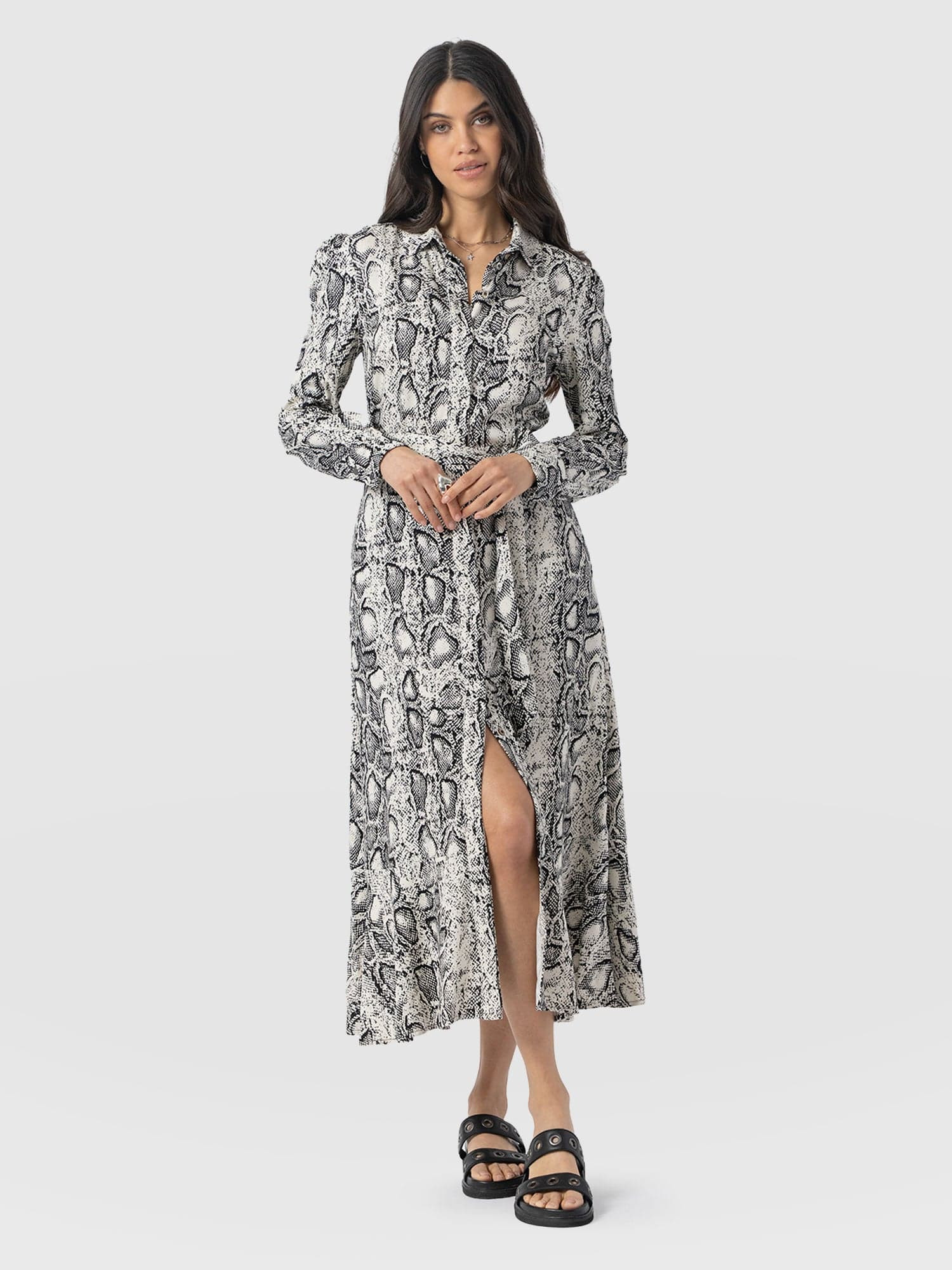 Jacqueline Shirt Dress - Cream Snake | Saint + Sofia