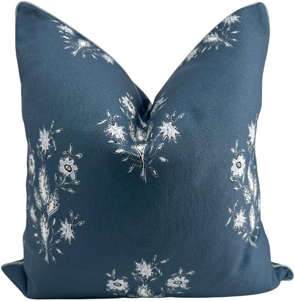 Jillien Harbor Norfolk Navy Floral Pillow Cover Grandmillennial Pillow Cover | Amazon (US)