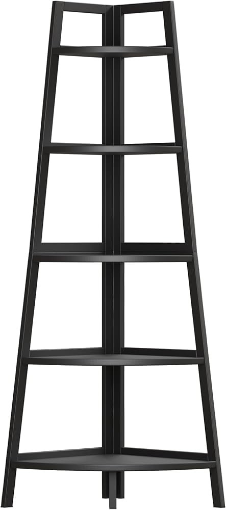 Corner Shelf, 5 Tier Bookshelf, 70.8 Inch Tall Bookcase, Open Ladder Book Case, Modern Bamboo Cor... | Amazon (US)