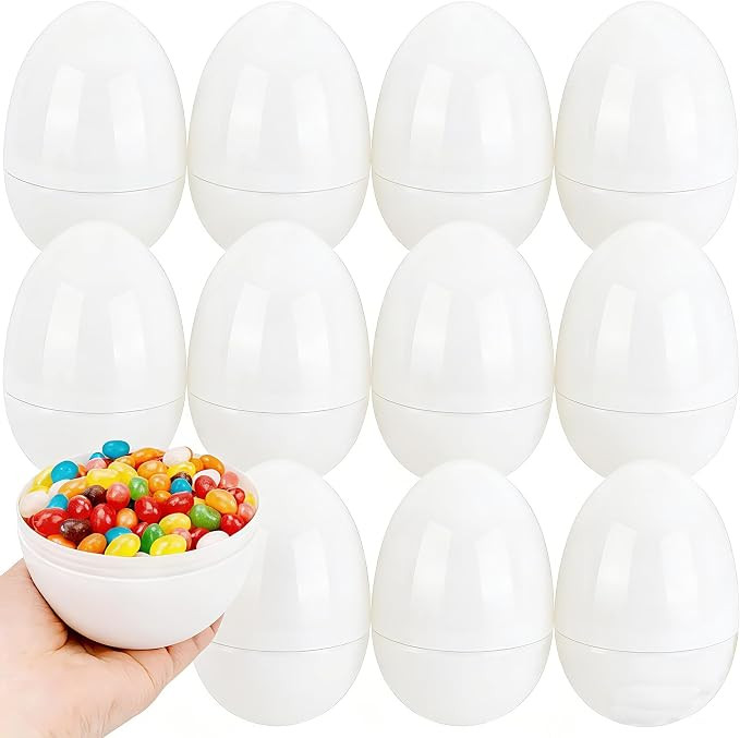 12 Pack 6 Inch Large Blank White Easter Eggs Big Plastic Fillable DIY Empty Blank Eggs for Basket... | Amazon (US)