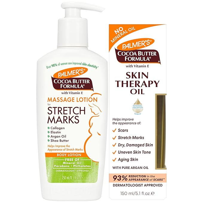 Palmer's Stretch Mark Care Body Lotion + Body Oil, Cocoa Butter Formula with Vitamin E Skin Care ... | Amazon (US)