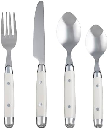 Cambridge Silverware Set, Jubilee White 16-Piece Flatware Set, Service for 4, 18/0 Stainless Stee... | Amazon (US)