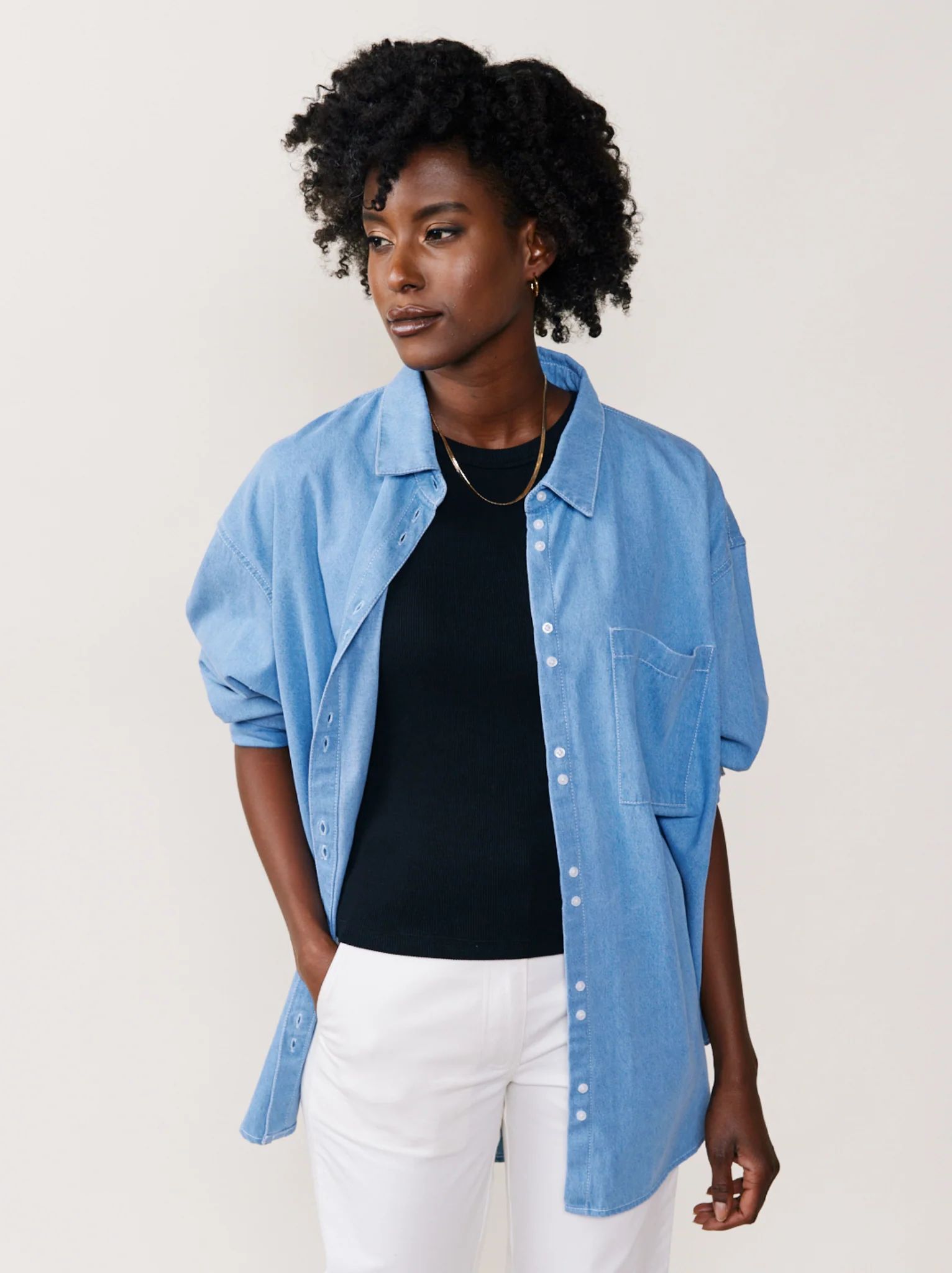 Crystal Oversized Denim Shirt | ABLE Clothing