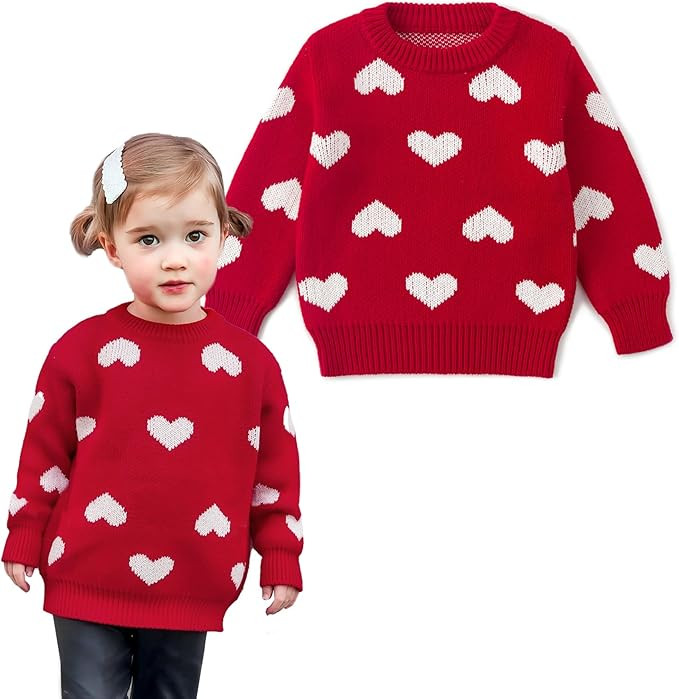 Simplee kids Baby Pullover Sweater Valentines Outfit Love Embroidery Knit Sweaters Coat for Autum... | Amazon (US)
