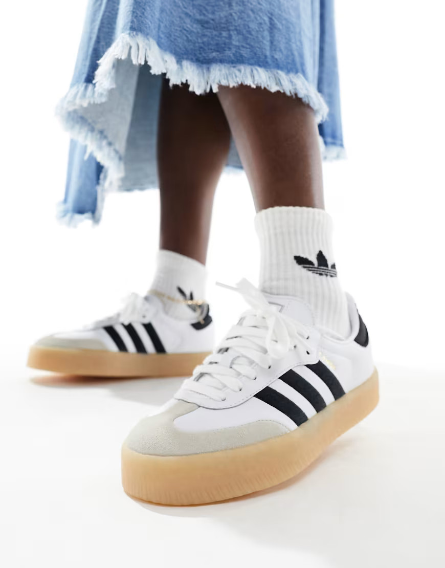 adidas Originals Sambae sneakers with rubber sole in white and black | ASOS (Global)