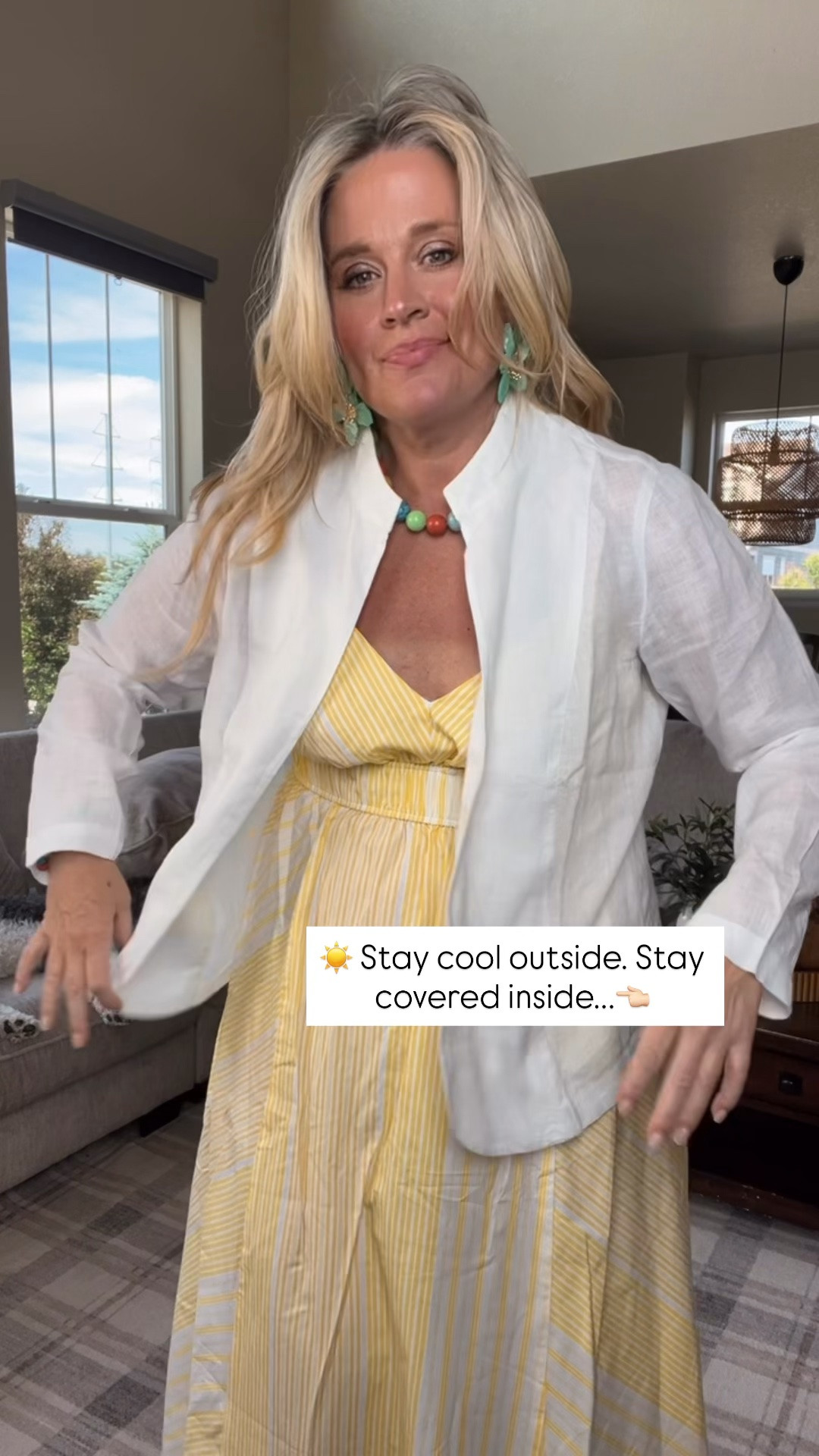✨Tap the bell, save and ❤️ for over 40 fashion, midlife style, midsize fashion and luxury looks for less. 


I asked thousands of women one question.

And the answer was almost the same every time.

“I used to love summer. Now I dread getting dressed.”

Not because we’re older.

Not because we’ve forgotten how to dress.

Because it’s hot, and suddenly every outfit feels too revealing or too warm.

I miss throwing on a top and not thinking about my arms.

If you’ve ever stood in front of your closet wondering what will keep you cool without making you feel exposed, this carousel is for you. 🤍

These are the pieces I reach for when I want arm coverage without overheating.

✨ Lightweight
✨ Breathable
✨ Easy to wear
✨ Confidence-boosting

Because you shouldn’t have to choose between staying cool and feeling comfortable in your own skin.

👑 Outfit Physics™
Lift the Eye.
Skim the Body.
Balance Proportions.

Comment COOL and I’ll send you all the details.

📌 Save this for the next time it’s hot and nothing in your closet feels right.

👑 Helping you look good, feel good.-Lindsey Denver   

Check back daily for belly-friendly style, confidence, and Outfit Physics™.

#LTKOver40 #LTKPlusSize #LTKMidsize

Comment SHOP below to receive a DM with the link to this post on my LTK ⬇ https://liketk.it/6fO5M