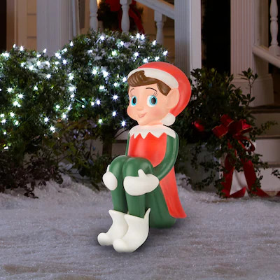 Holiday Living 24.21-in Freestanding Elf Blow mold with White LED Lights Lowes.com | Lowe's