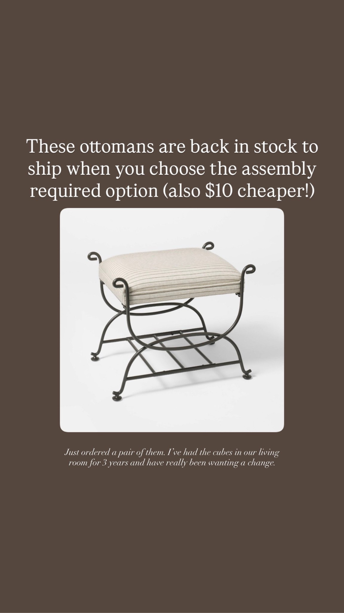 Back in stock when you choose the not assembled option. Also $10 cheaper!

#LTKHome