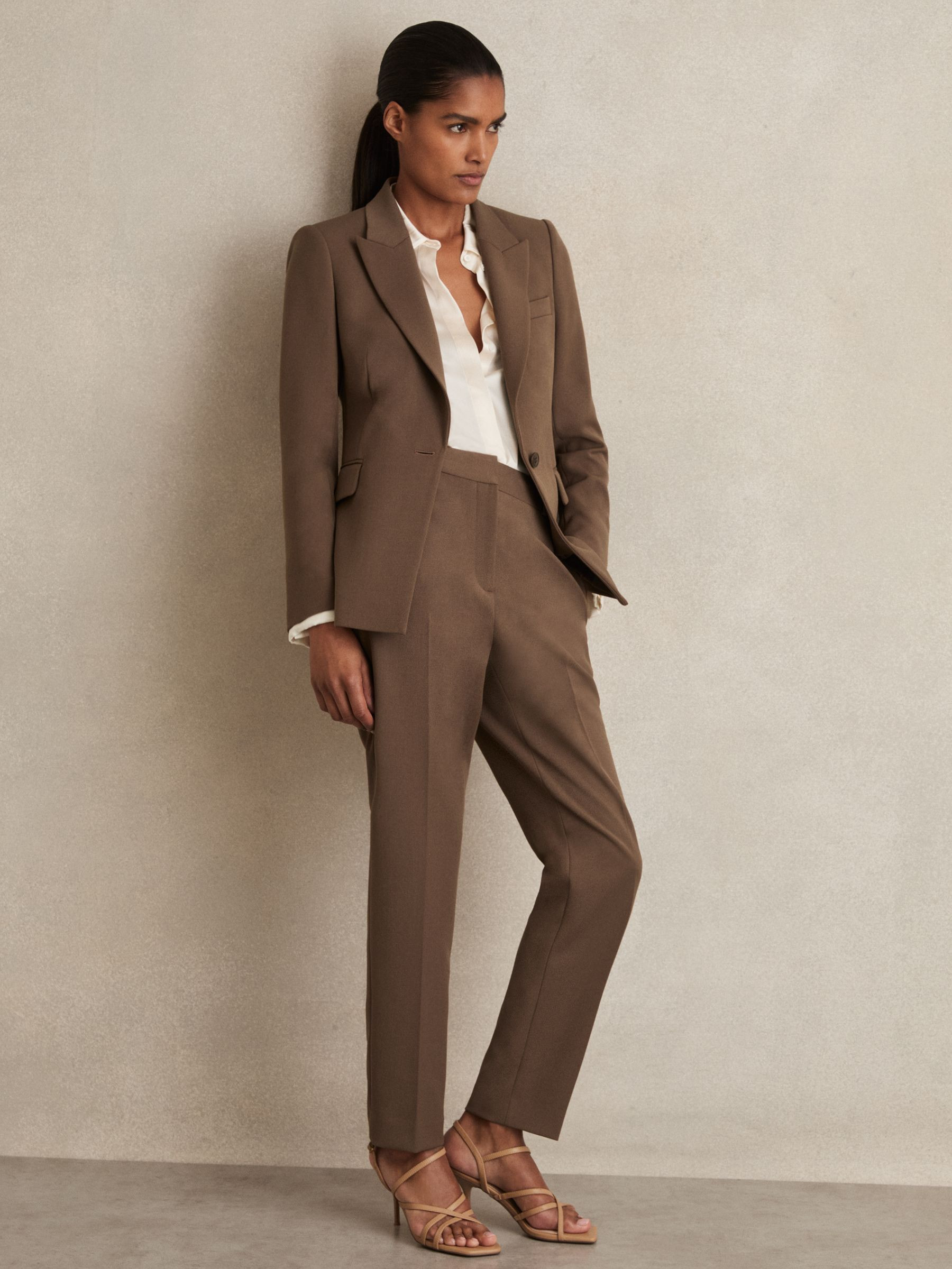 Slim Fit Suit Trousers in Mink Neutral | Reiss US