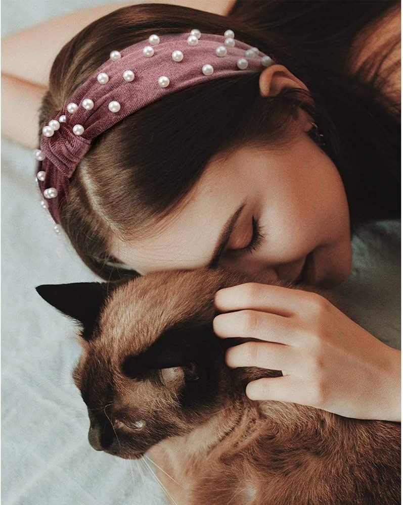 Jaciya Headbands for Women 6 Pack Pearl Headbands Velvet Headbands for Women Pearl Headbands for ... | Amazon (US)