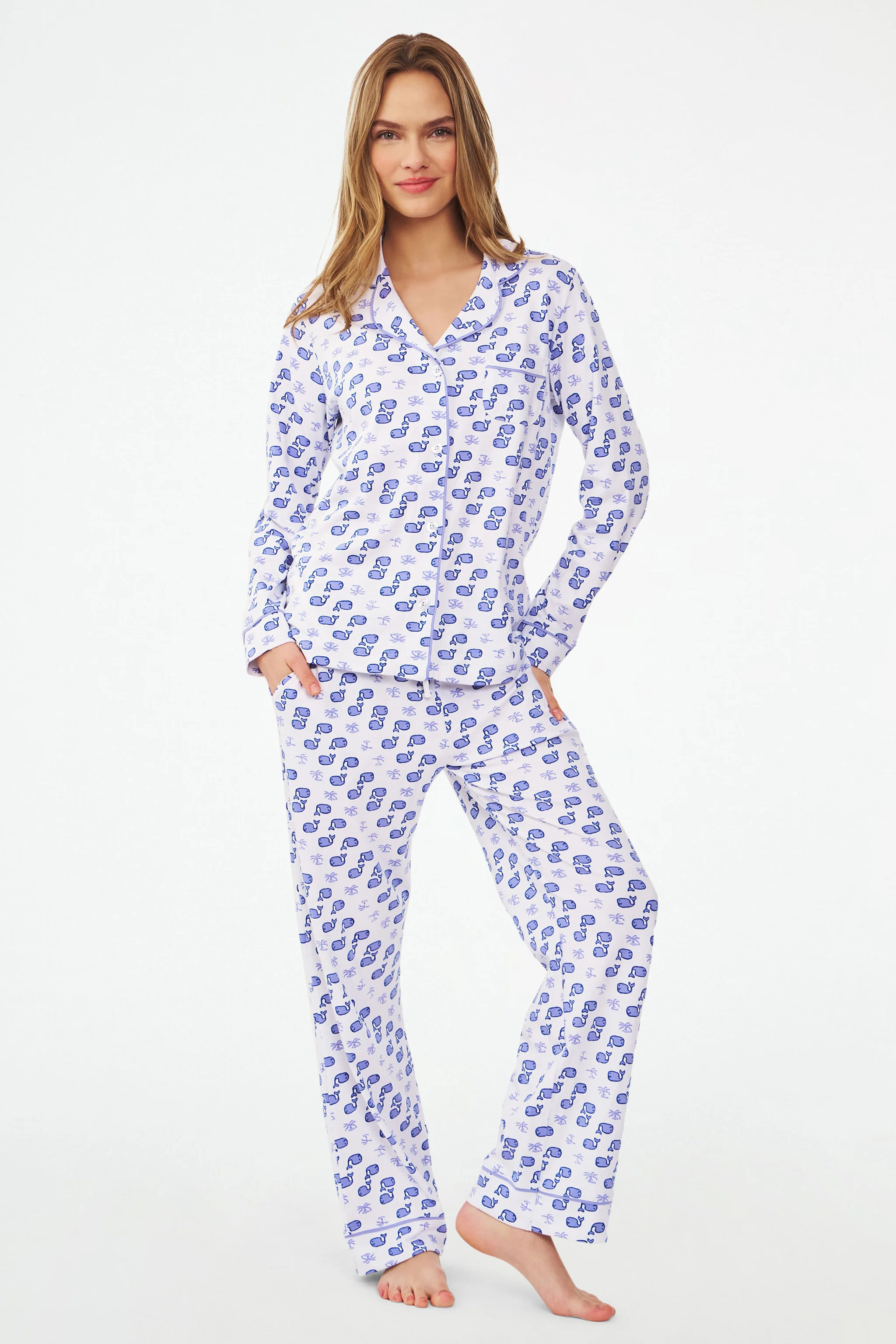 Moby Long Sleeve Polo Pajamas | Roller Rabbit