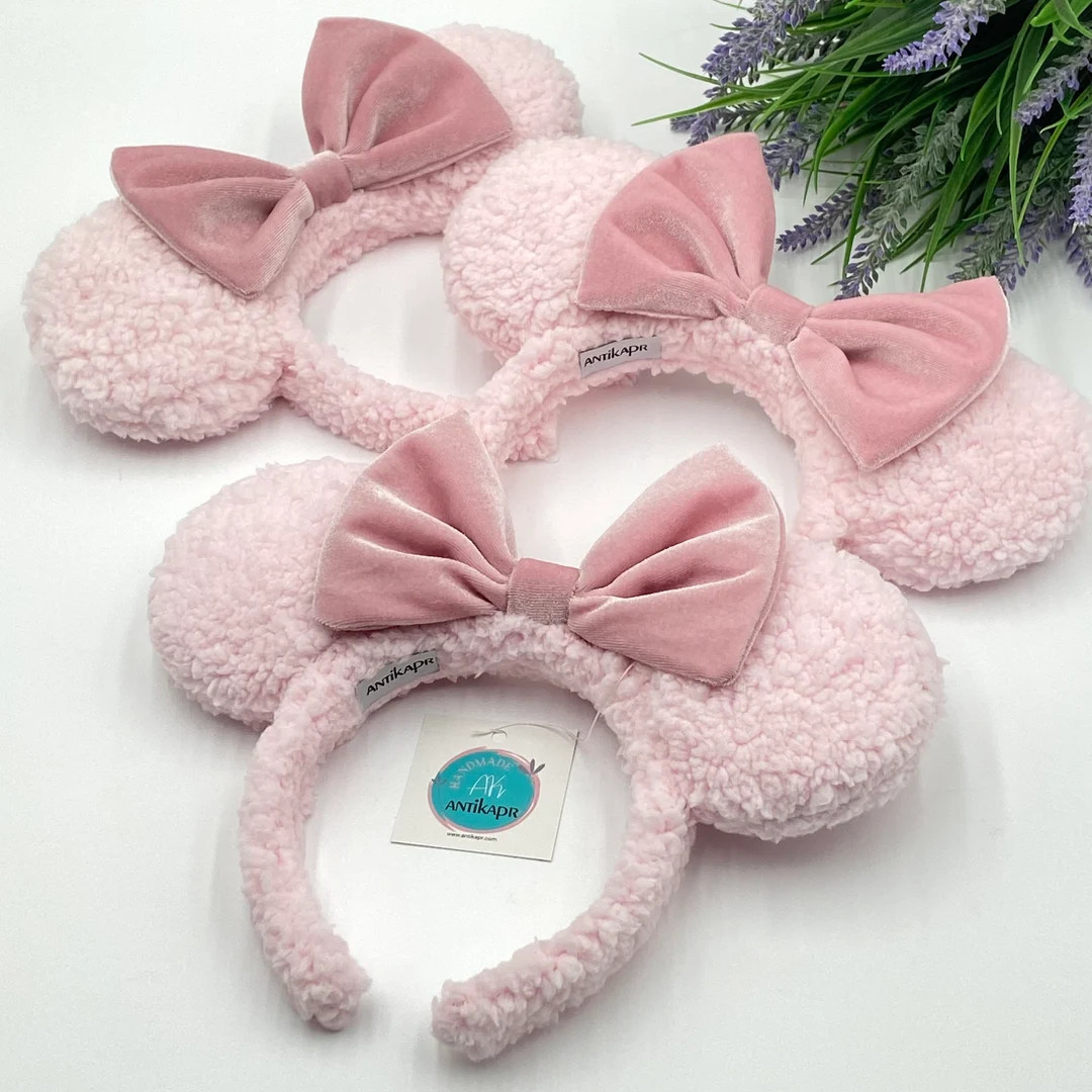 Sherpa Pink Disney Ears, Disney Ears, Pink Ears, Disney Holiday Headband, Mickey Minnie Mouse. Mi... | Etsy (US)