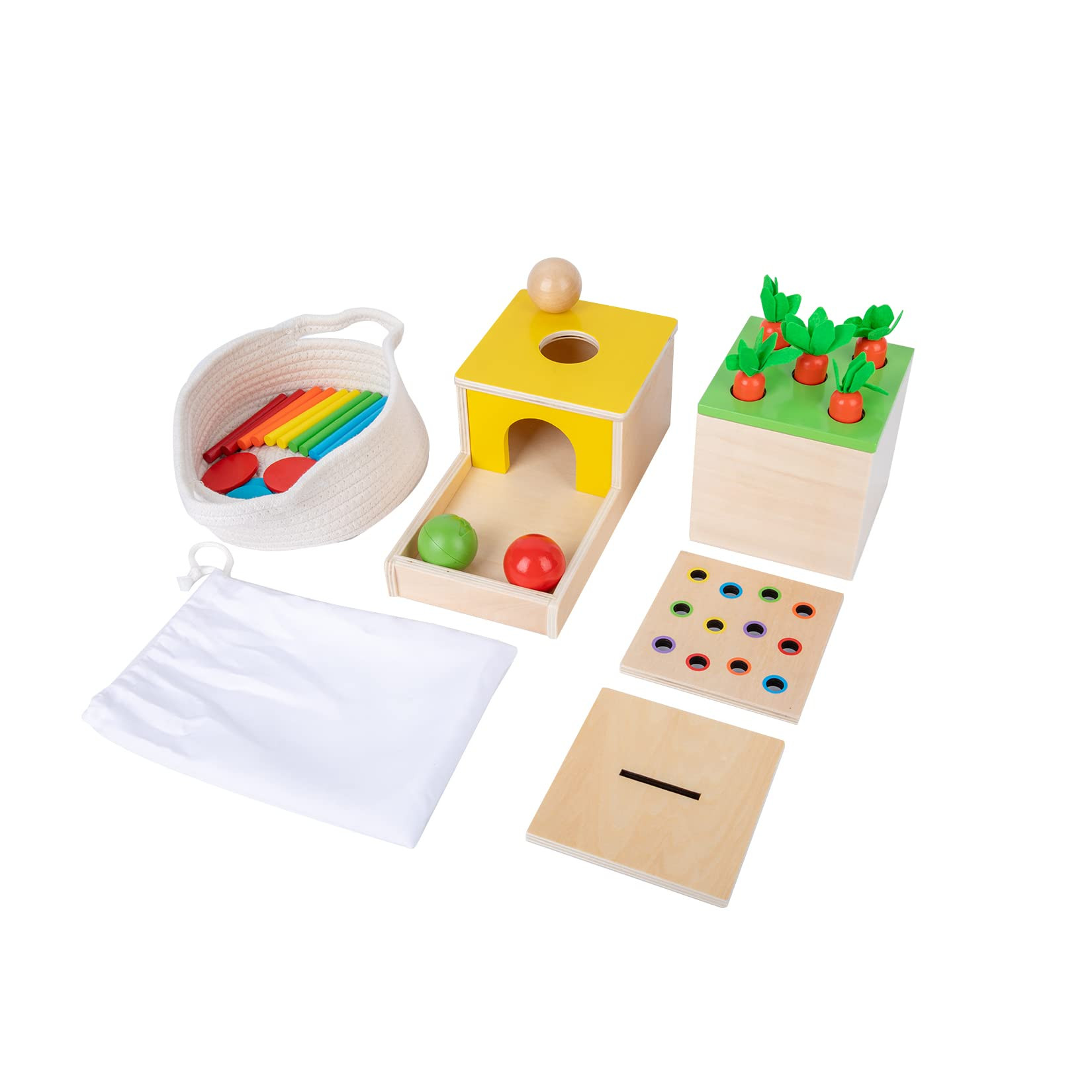 Adena Montessori 4 in 1 Wooden Play Kit Baby Toys,Object Permanence Box,Matchstick Color Drop Gam... | Amazon (US)