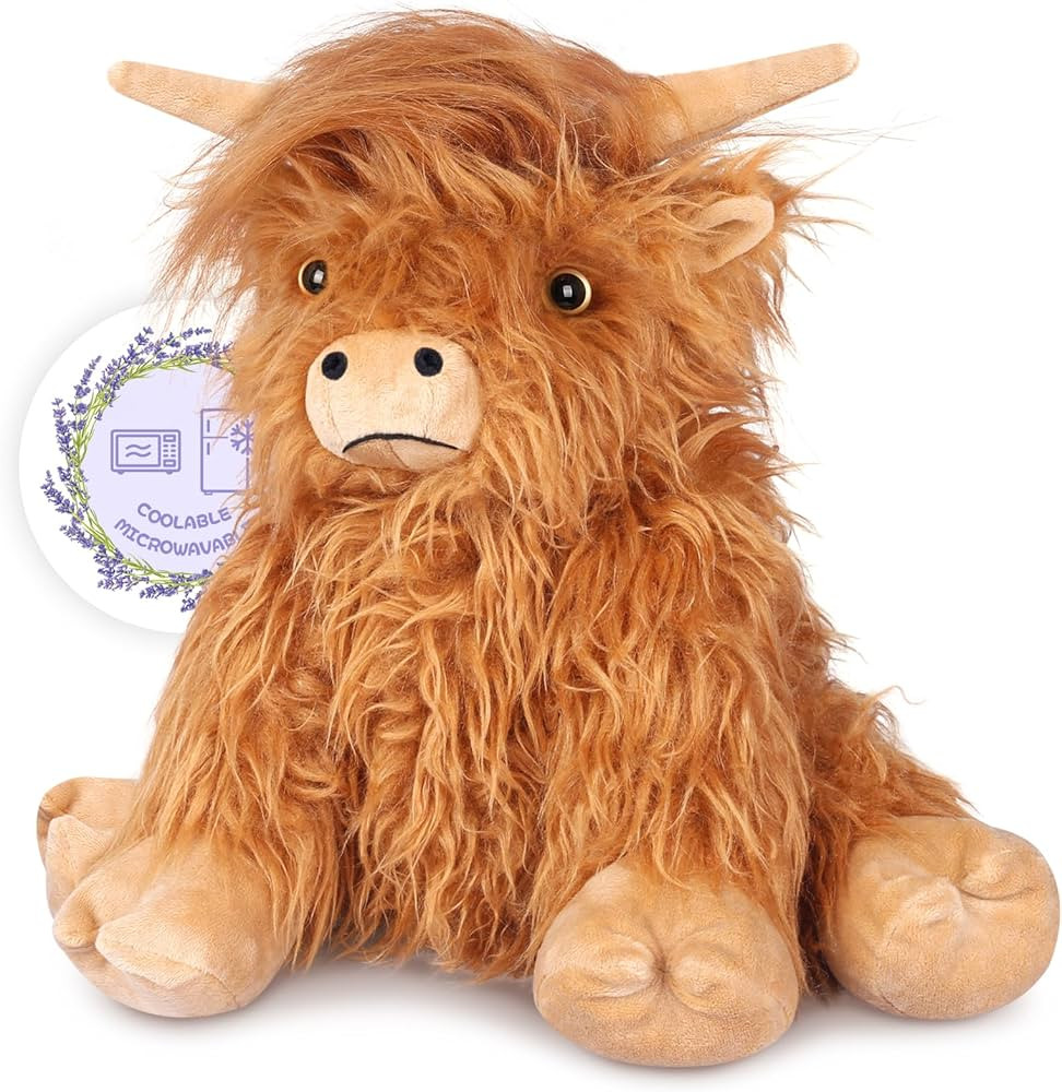 Heatable & Coolable Highland Cow Stuffed Animals Plushie, Microwavable Heating Pad for Soothing &... | Amazon (US)