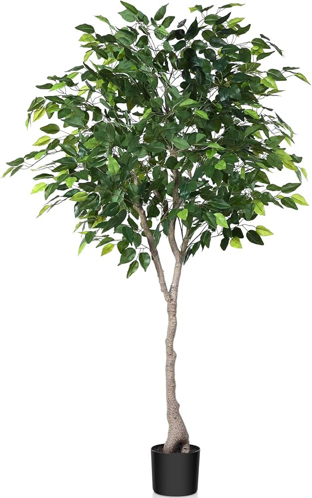 Kazeila Artificial Ficus Tree, 6FT Fake Plastic Ficus Plant in Pot with Durable Plastic Trunk, Fa... | Amazon (US)
