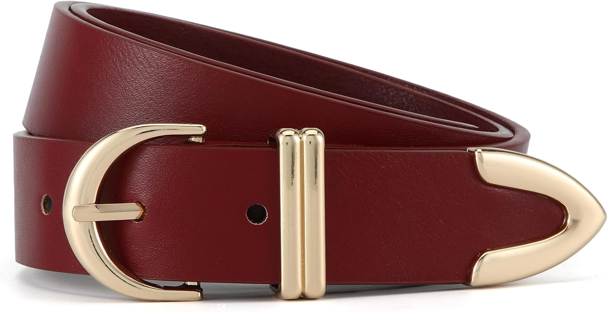 HOTWILL Women Belt for Jeans Dress Pants Fashion Gold Buckle Ladies Faux Leather Waist Belt | Amazon (US)