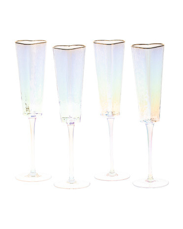 Set Of 4 Luster Heart Flute Glasses | Marshalls