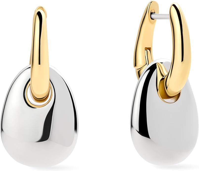 Ana Luisa Sage Drop Earrings for Women - 14K Gold Plated and Silver Two Tone Dangle Hoops, Assort... | Amazon (US)