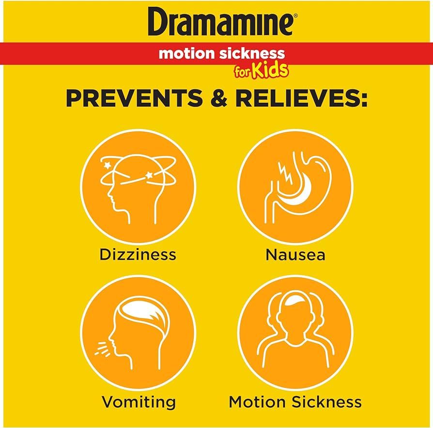 Dramamine Kids Chewable, Motion Sickness Relief, Grape Flavor, 8 Count | Amazon (US)